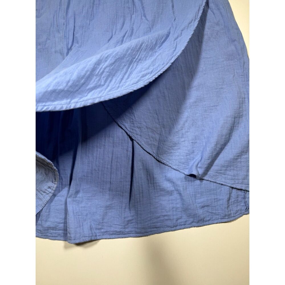 Pact Organic Cotton Gauze Tulip Midi Skirt Blue Womens XL Wrap Pockets - Picture 4 of 10